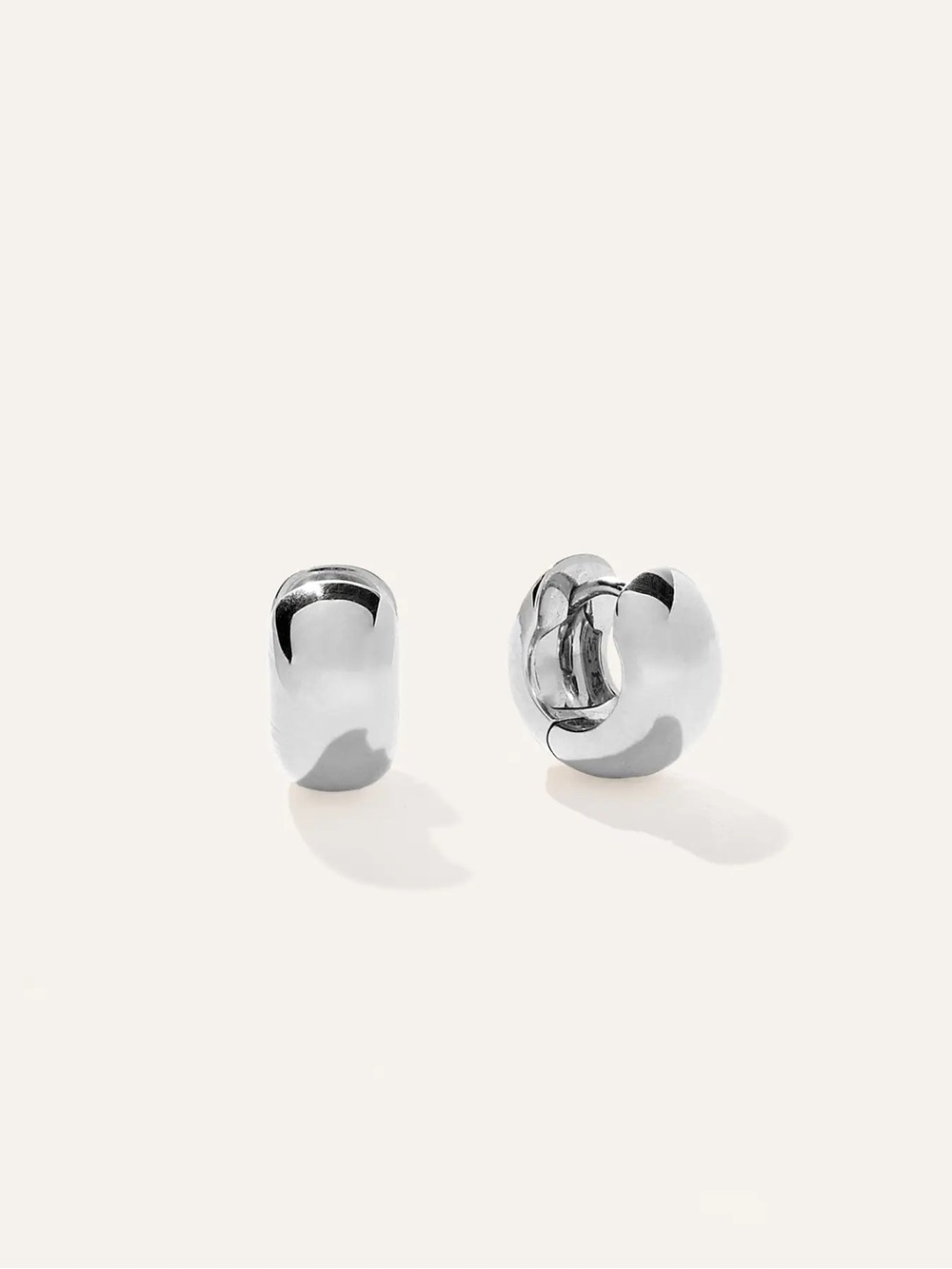 Quince Polished Silver Dome Huggie Earrings